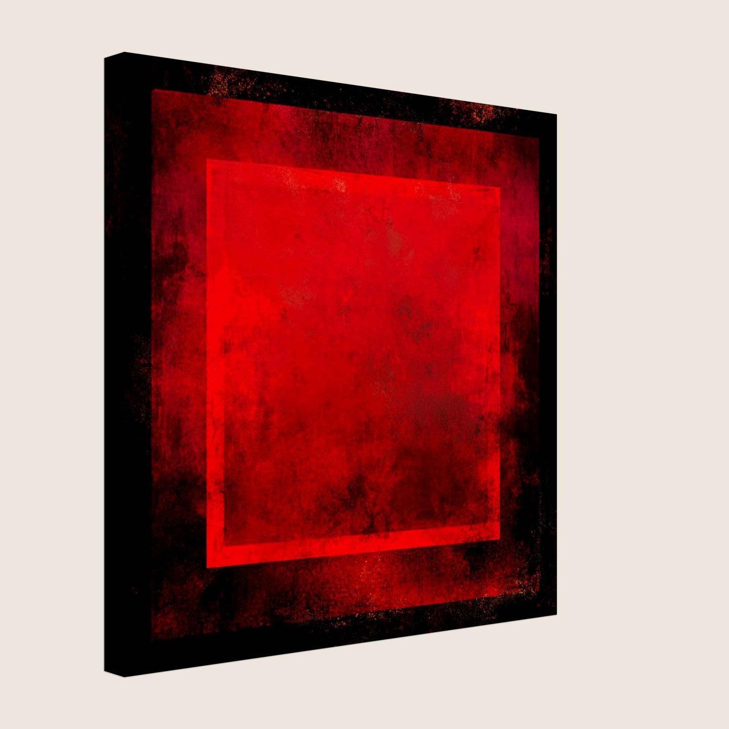 Meditation Spiritual Wall Art Print red Abstract art piece with a central red square on a black background canvas Abstract art piece with a red square on a black background