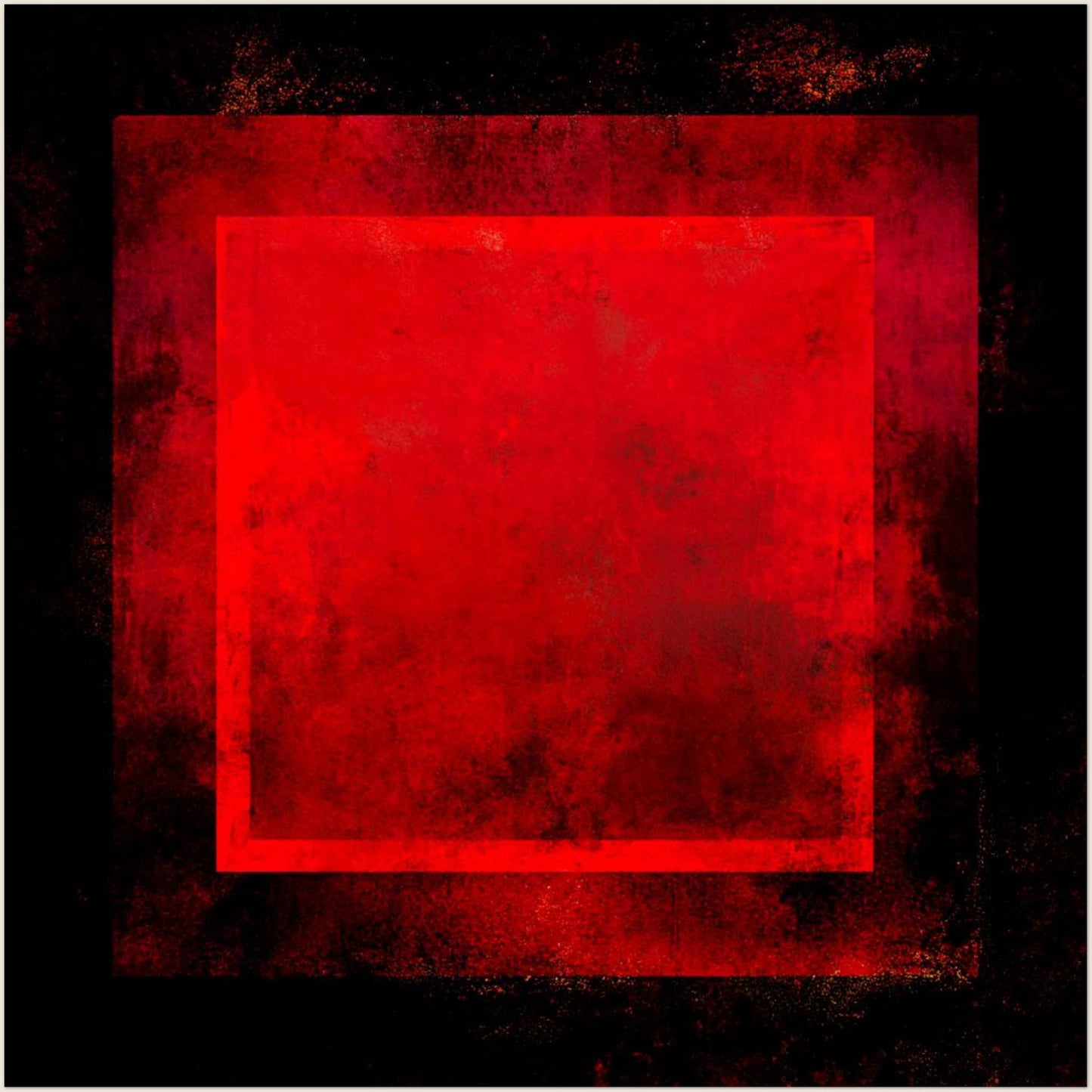 Meditation Spiritual Wall Art Print red Abstract art piece with a central red square on a black background