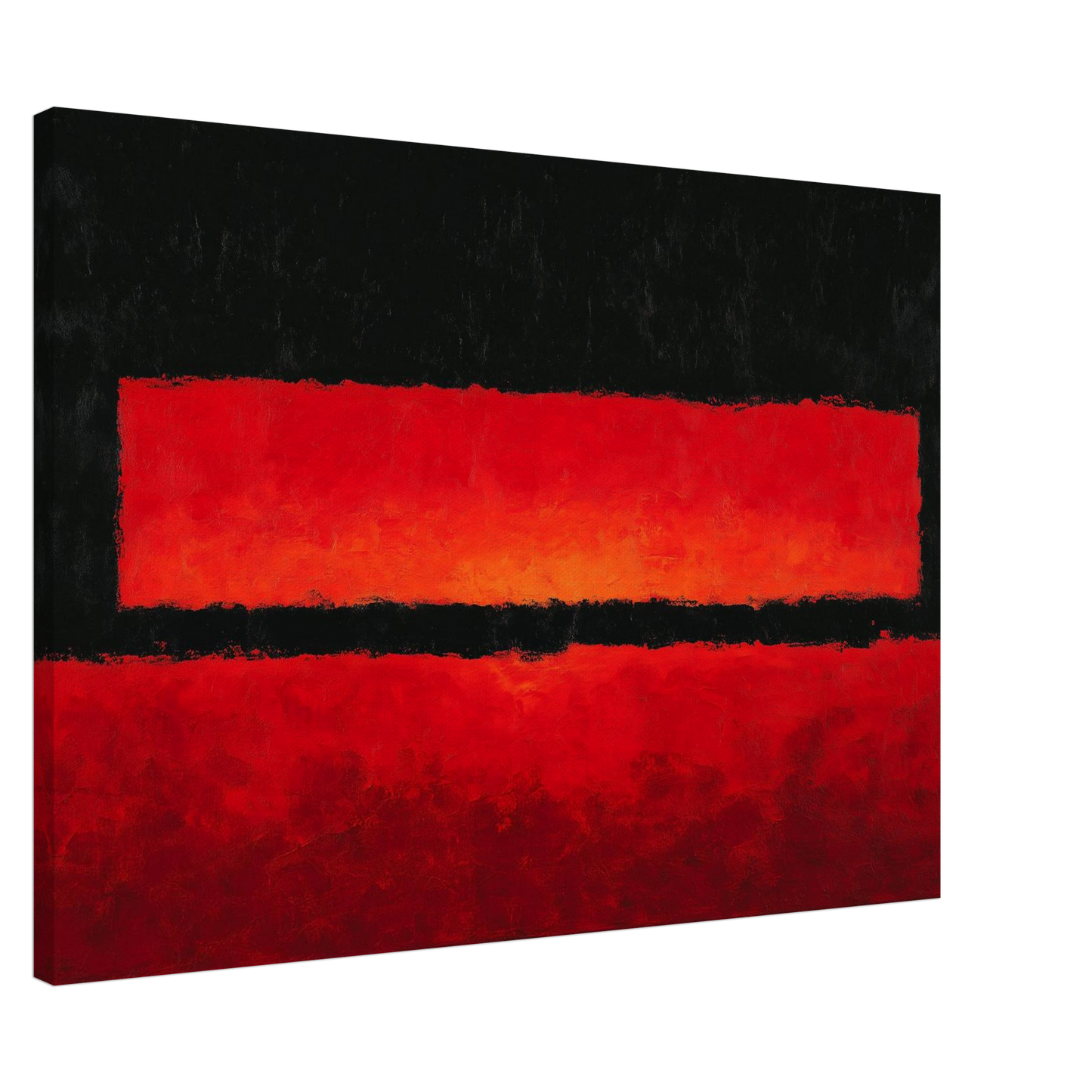 Mindful Meditation Spiritual Wall Art Print Abstract art piece with a large red rectangle on a black background canvas print