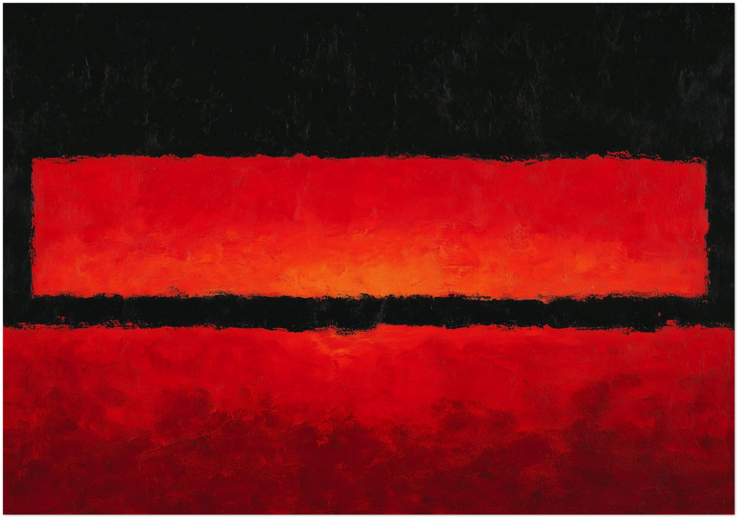 Mindful Meditation Spiritual Wall Art Print Abstract art with a red rectangular shape on a black background