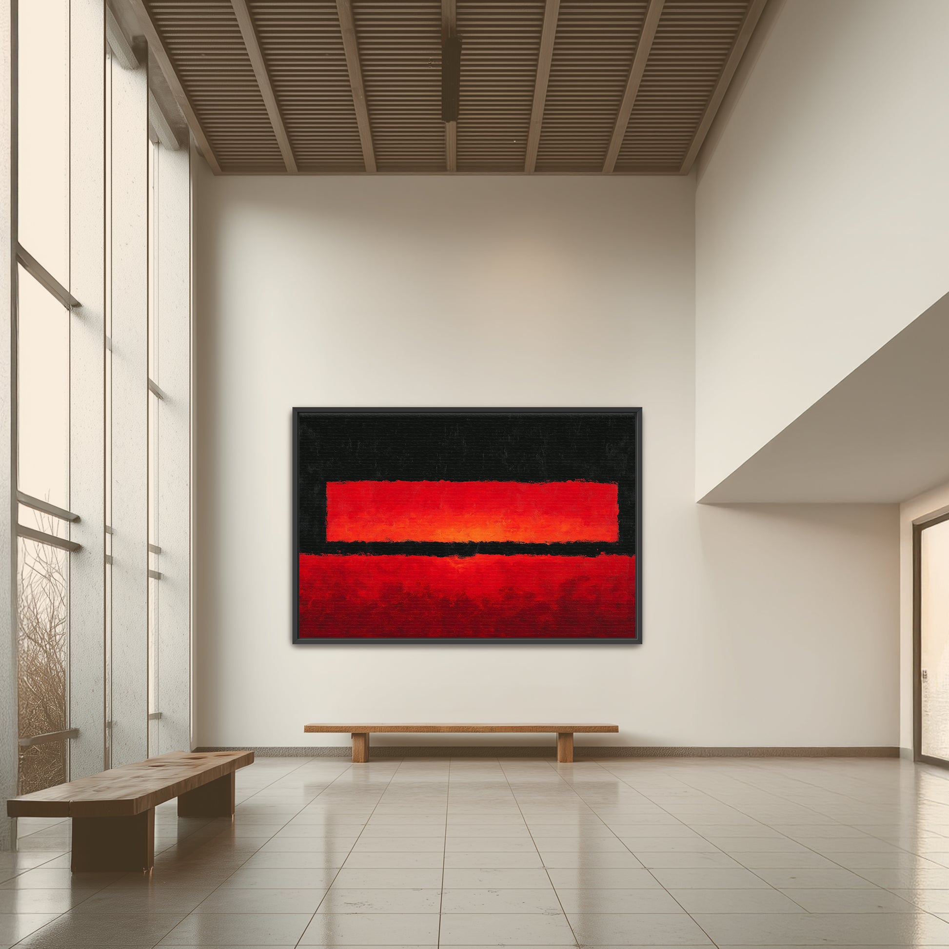 Mindful Meditation Spiritual Wall Art Print. red and black abstract wall art