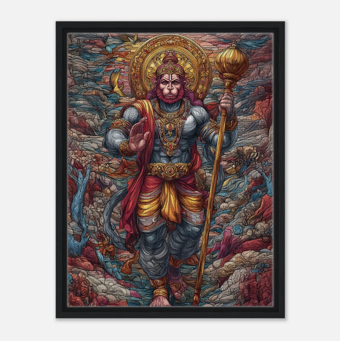 Hanuman Wall Art for Home – Hindu Spiritual Fine Art