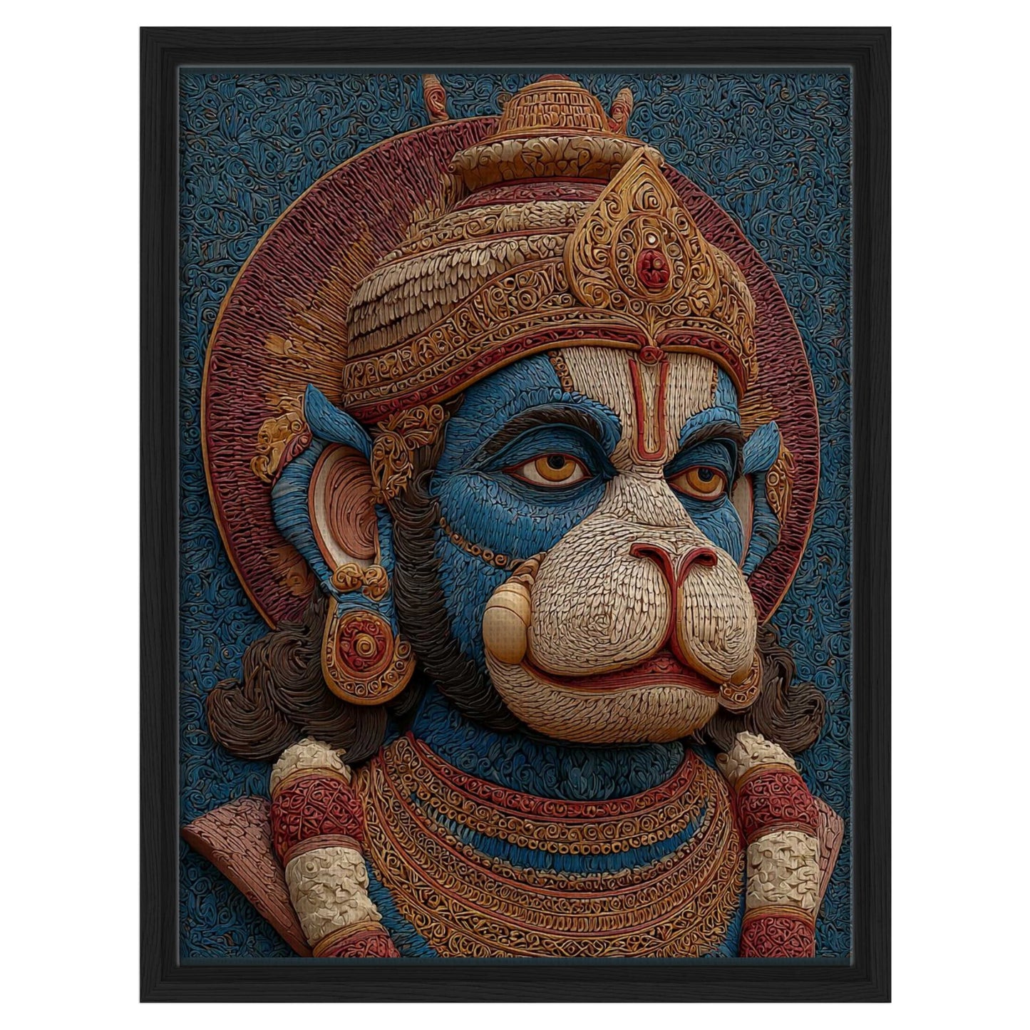 Hanuman Ji Wall Art – Detailed Portrait | Large Canvas Print