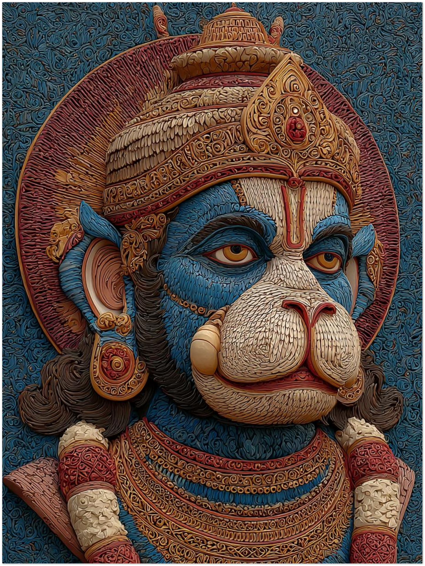 Hanuman Ji Wall Art – Detailed Portrait | Large Canvas Print
