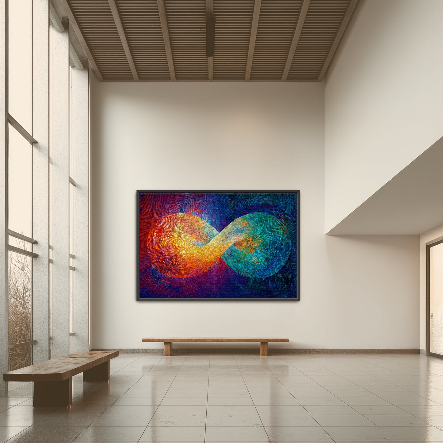 Spiritual Energy Wall Art Print features the infinity symbol that flows interconnected symbolising continuous energy flow.