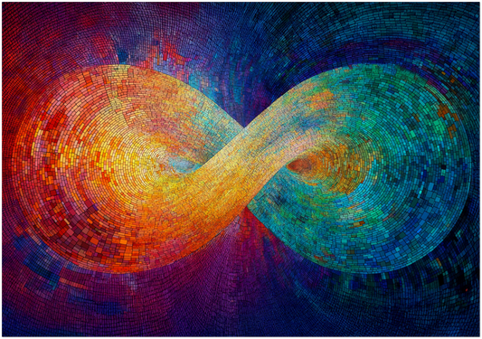 Spiritual Energy Wall Art Print features the infinity symbol that flows interconnected symbolising continuous energy flow.