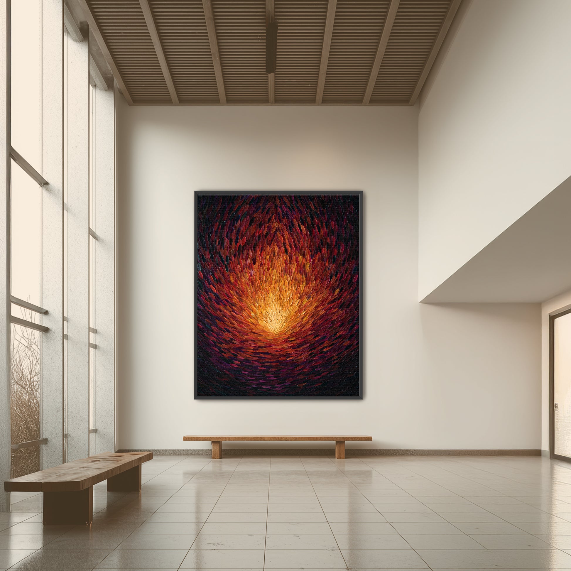 Spiritual Fire Wall Art Print  framed spiritual wall art with warm colors on a dark background
