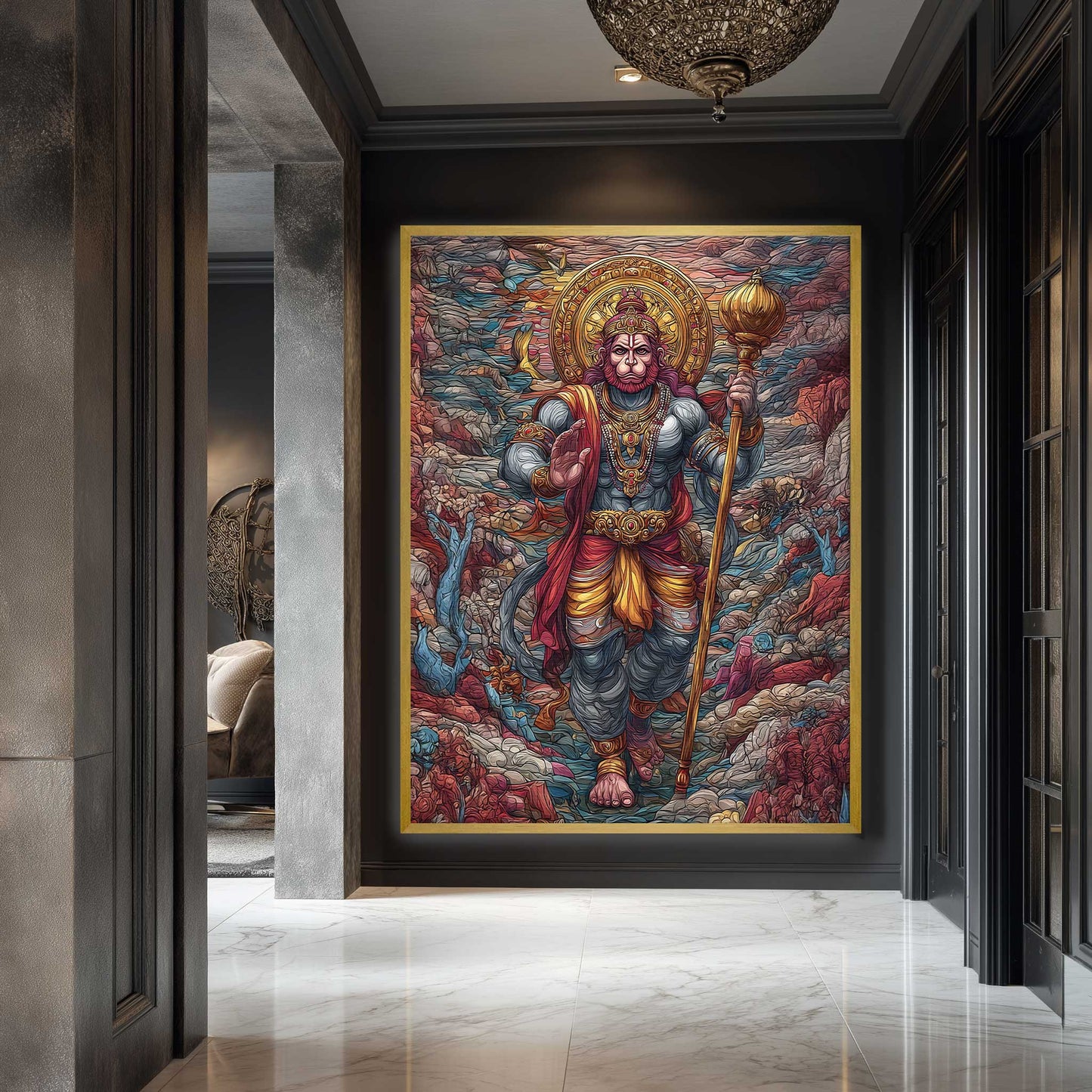 Hanuman Wall Art for Home – Hindu Spiritual Fine Art